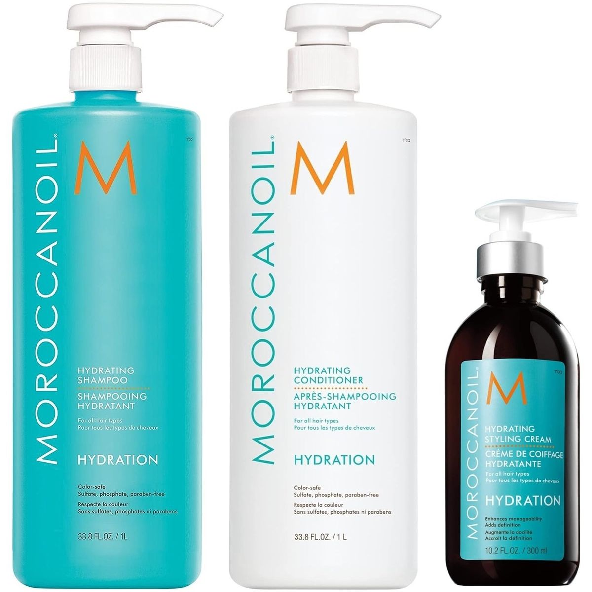 MOROCCANOIL - Shampoo 1000ml + Acondicionador+ Crema de Peinar Moroccanoil Hydration