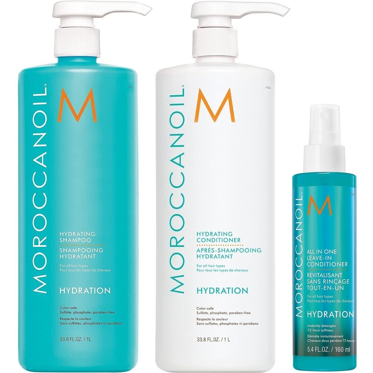 MOROCCANOIL - Shampoo 1000ml+ Acondicionador+ Spray All in One Moroccanoil Hydration
