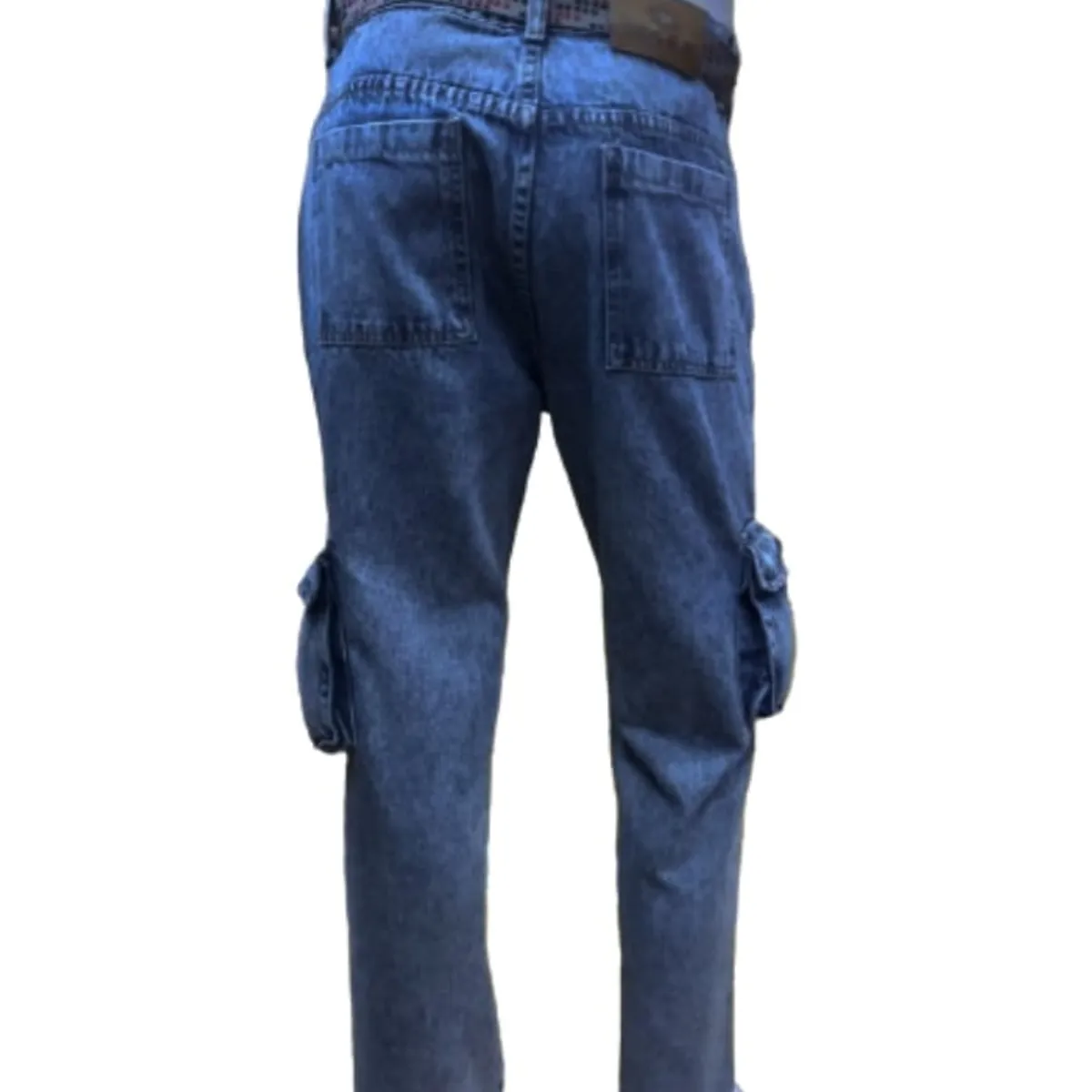 GENERICO - Pantalon jean  cargo celeste nevado