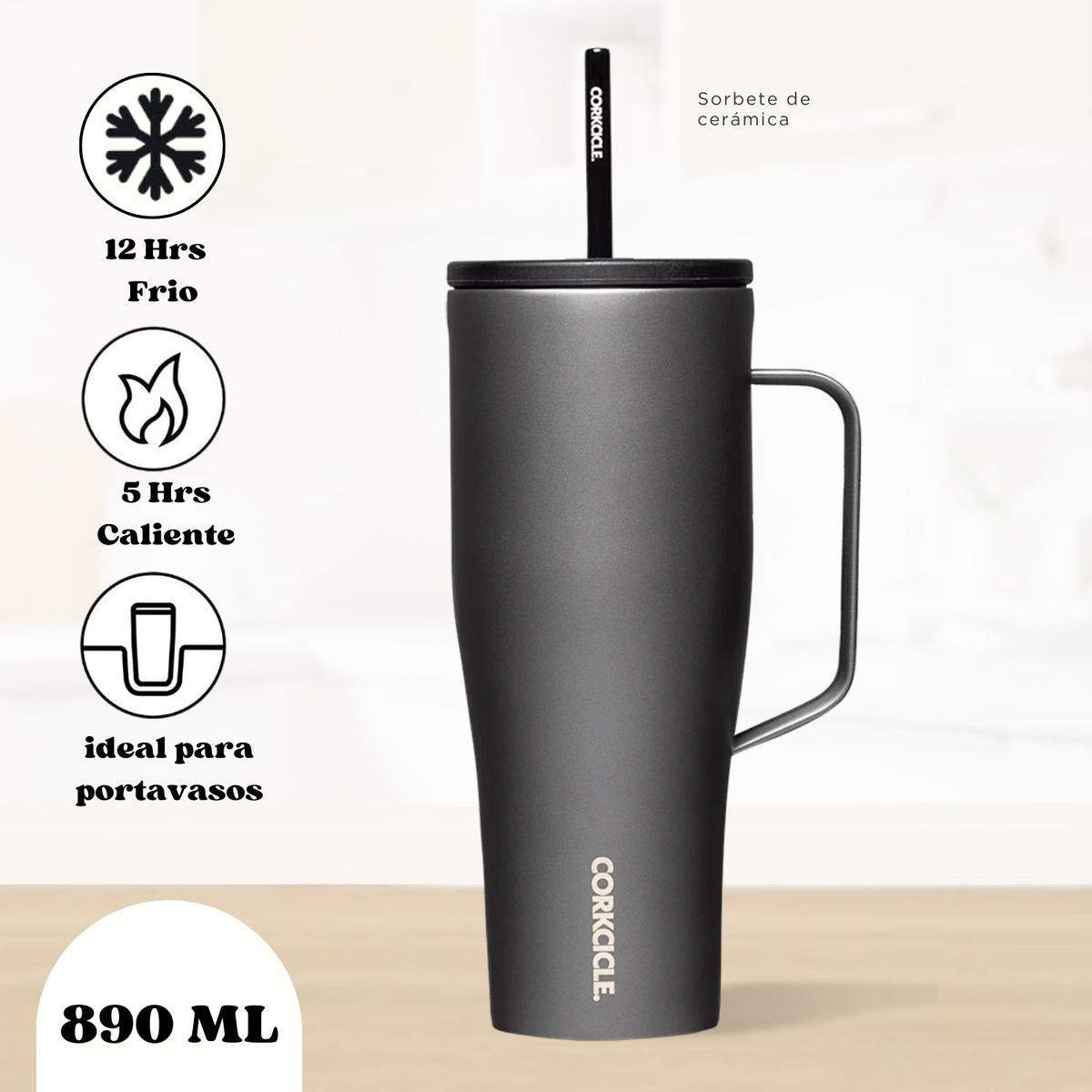 CORKCICLE - Vaso de 30 Onzas con Asa, Botella de Agua