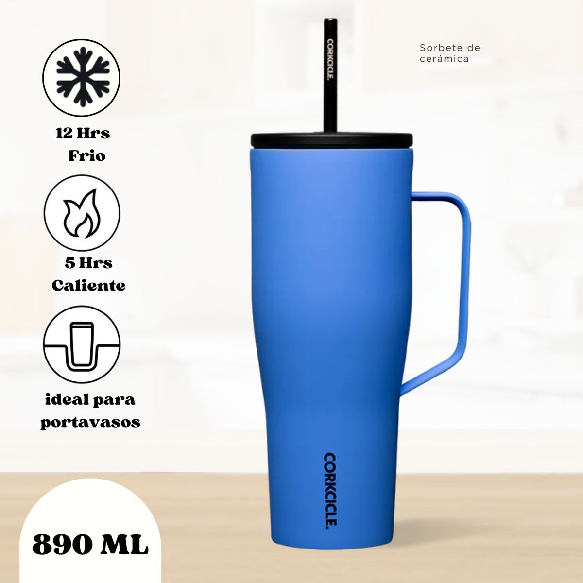 CORKCICLE - Vaso De 30 Onzas Con Asa, Botella De Agua