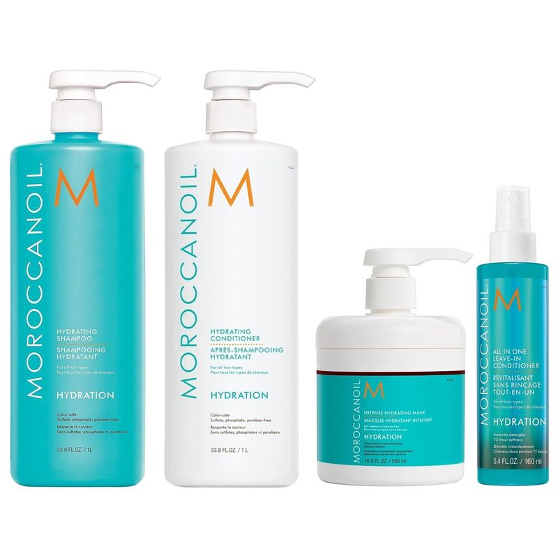 MOROCCANOIL - Shampoo Litro+ Acondicionador+ Mascarilla+ Spray Moroccanoil Hydration