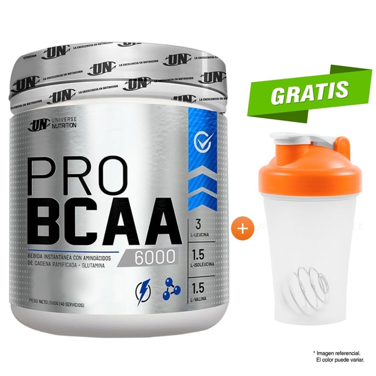 UNIVERSE NUTRITION - PRO BCAA 6000 AMINOÁCIDO UN UNIVERSE NUTRITION 500GR NARANJA