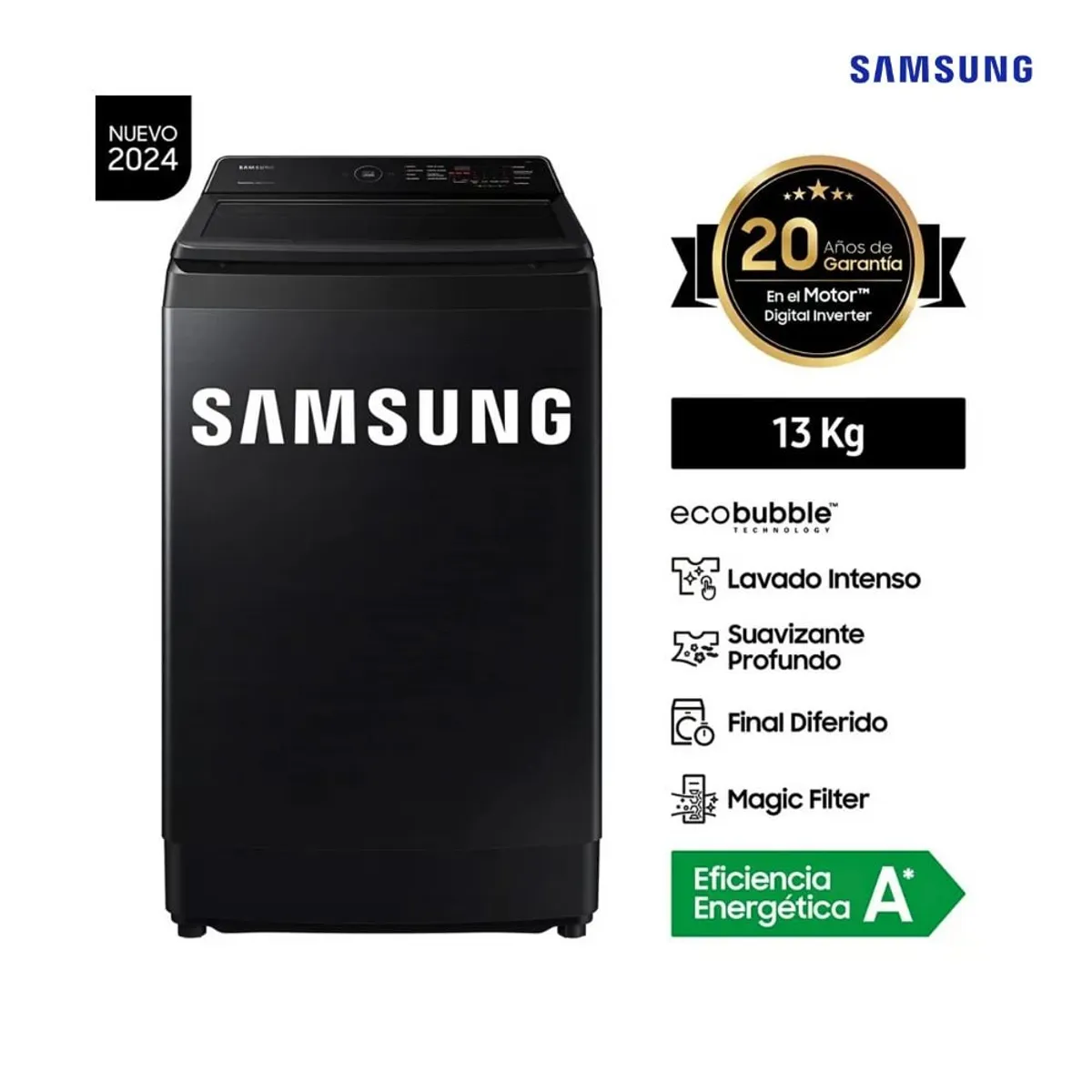 SAMSUNG - LAVADORA SAMSUNG 13KG CARGA SUPERIOR WA13CG5441BV - NEGRO