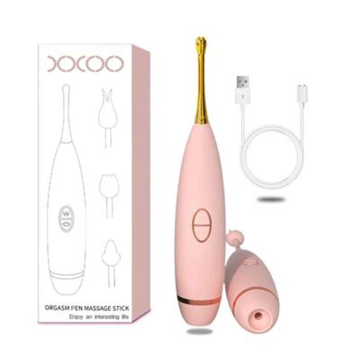 GENERICO - Vibrador lápiz de punto G 10 frecuencias succionador 3 en 1