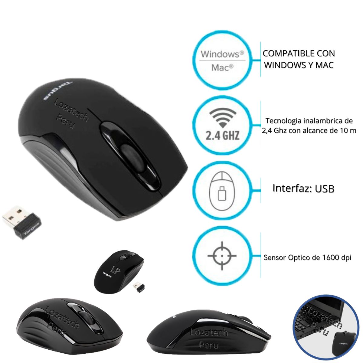 TARGUS - MOUSE TARGUS W575 - INALÁMBRICO Negro