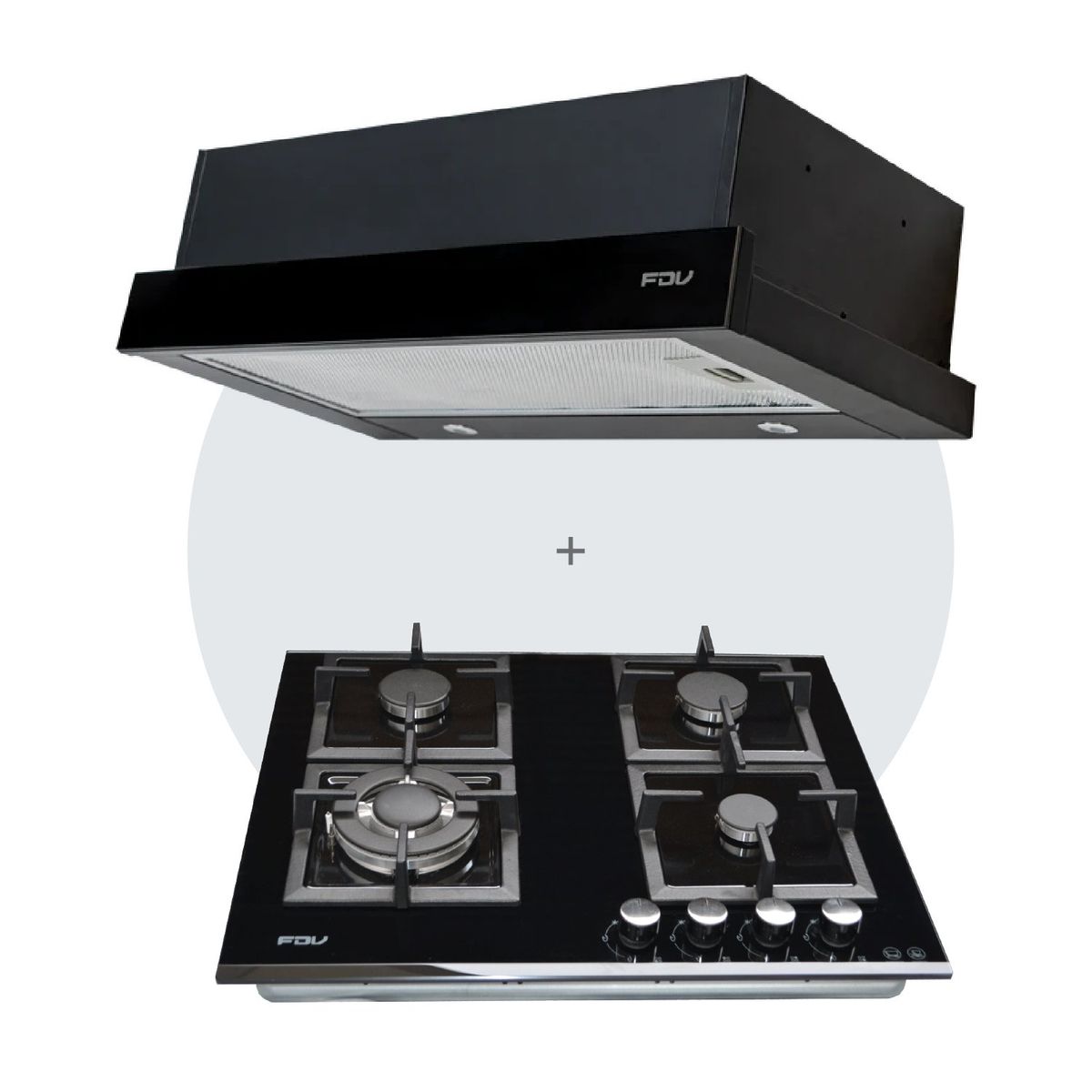 FDV - Combo Campana Easy Flow Black + Encimera Black 60 GLP