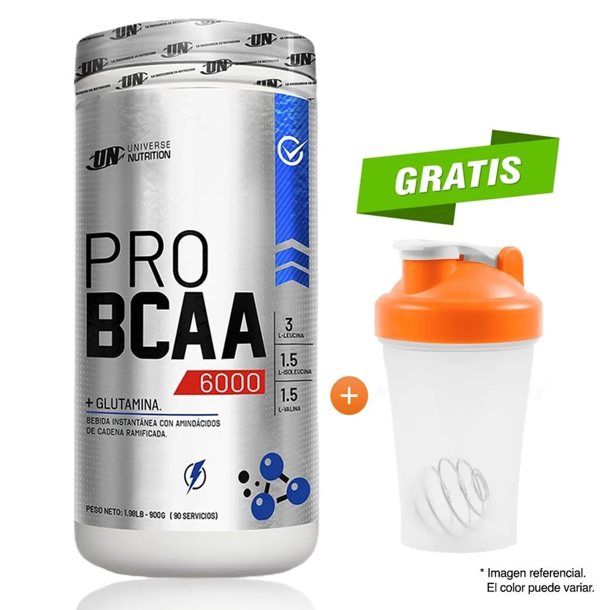 UNIVERSE NUTRITION - PRO BCAA 6000 AMINOÁCIDO UN UNIVERSE NUTRITION 1KG NARANJA