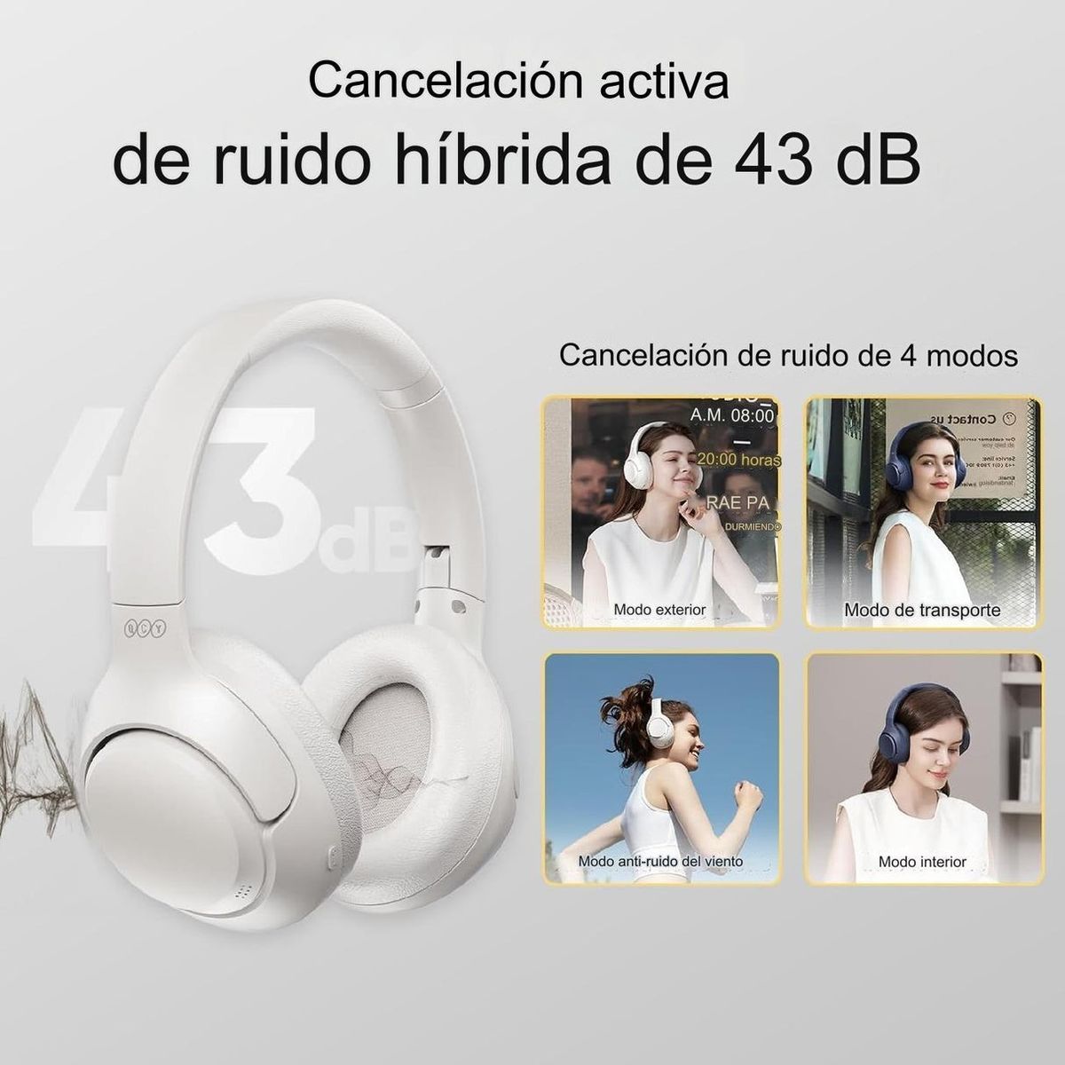 QCY - AUDIFONO INALÁMBRICO QCY H3 Bluetooth 5.3 70h Anc Activa - BLANCO