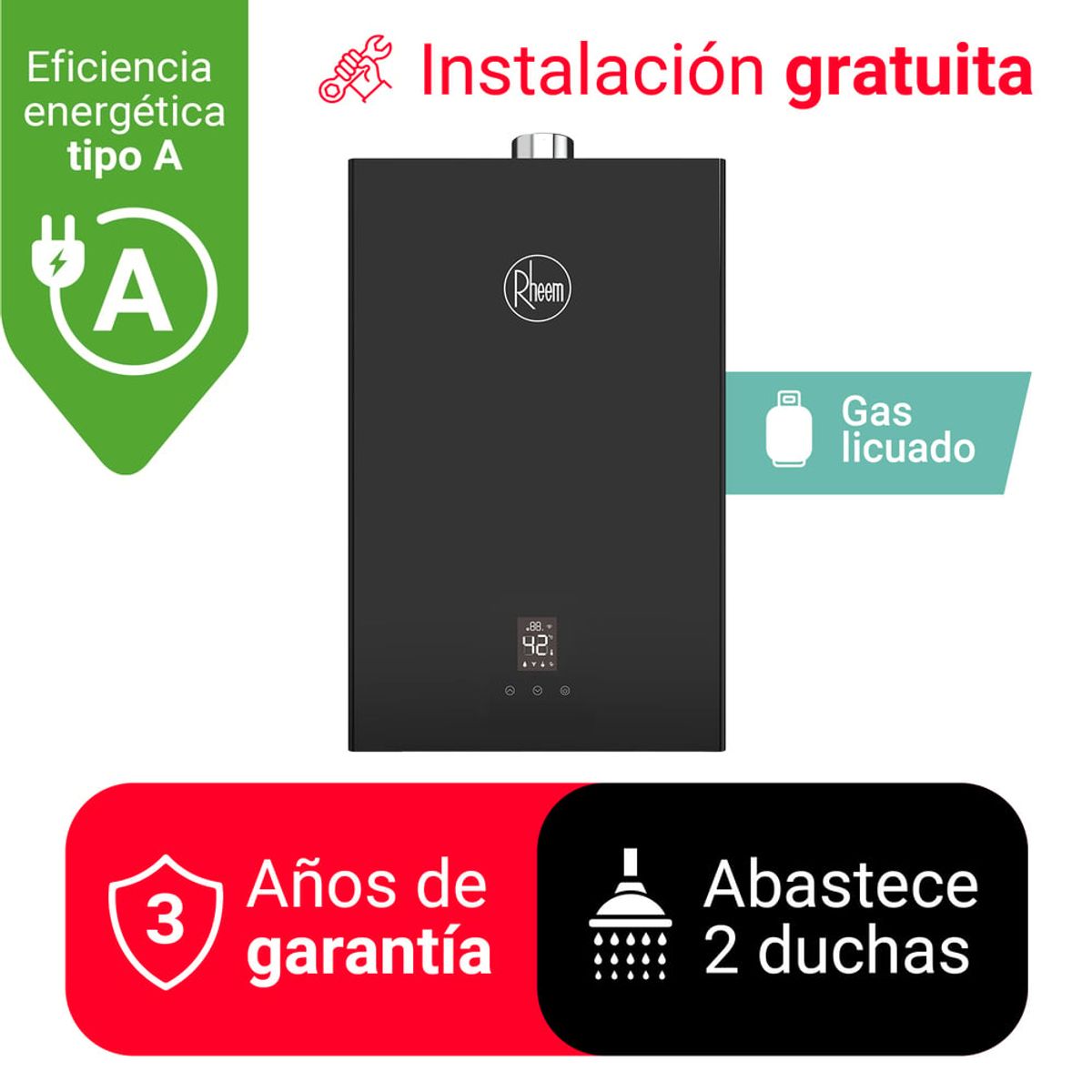 RHEEM - TERMA A GAS 10 L TF WIFI RHEEM GAS DE BALÓN (GLP)