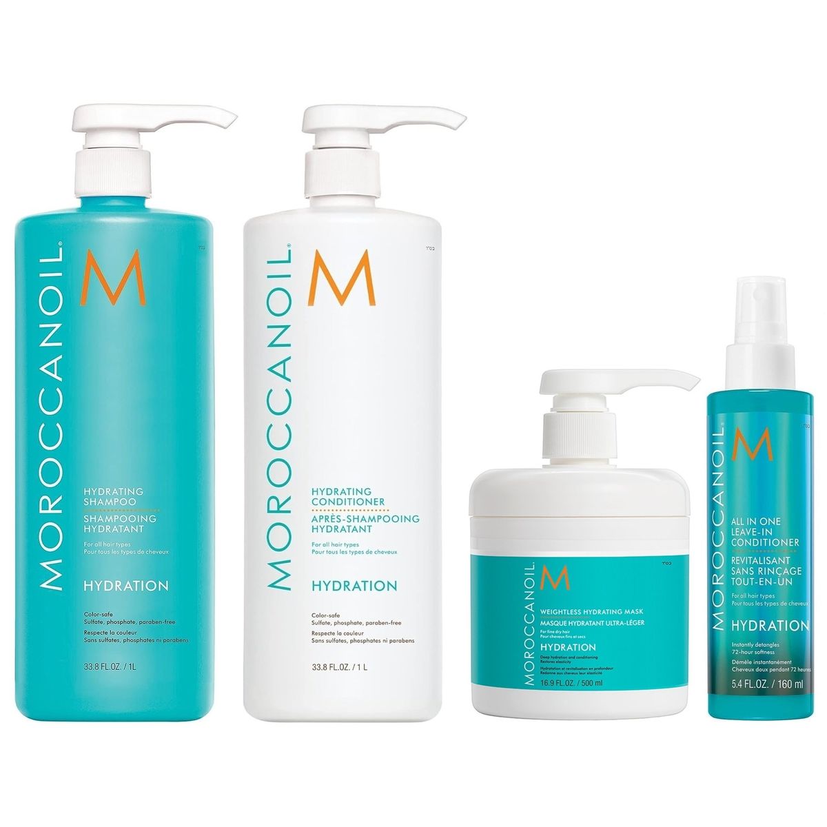 MOROCCANOIL - Shampoo 1000ml + Acondicionador + Mask + Spray Moroccanoil Hydration