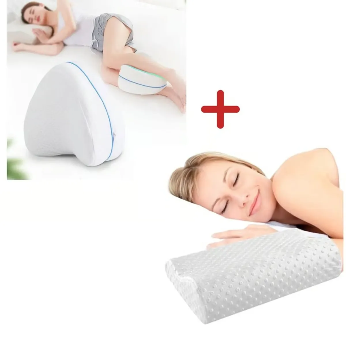 OEM - Pack 2en1 Almohada Viscoelástica con Memoria para Cabeza y Rodilla