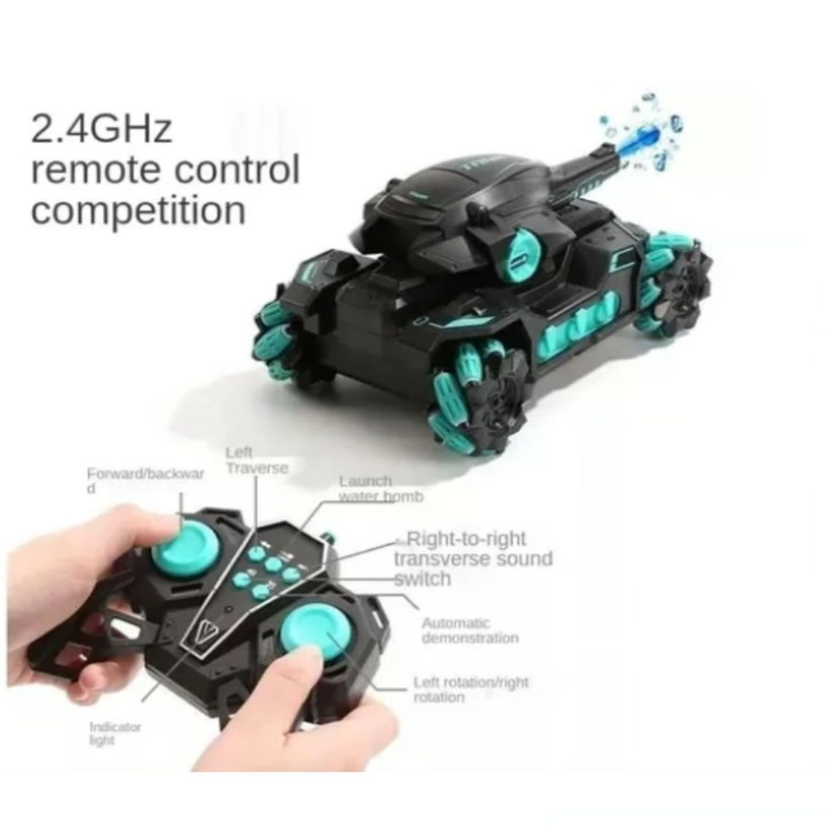 GENERICO - Carro a Control Remoto - Tanque Blanco con Negro