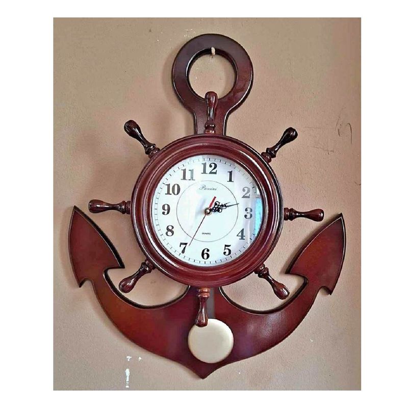GENERICO - Reloj de Pared Con pendulo tipo Retro Vinta Ancla Estilo Mediterráneo