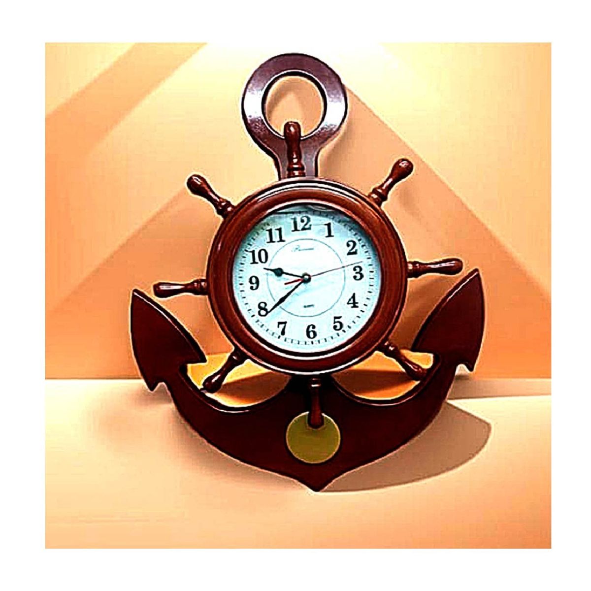 GENERICO - Reloj de Pared Con pendulo tipo Retro Vinta Ancla Estilo Mediterráneo