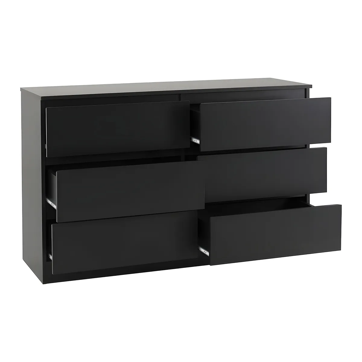 GENERICO - Cómoda Francine 6 Cajones Negro 120 cm Huk