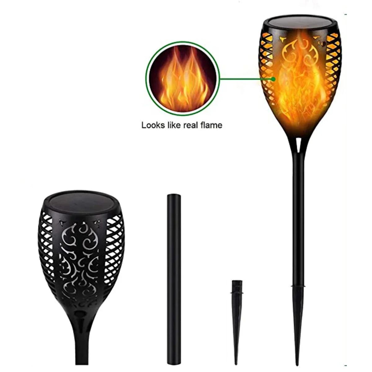 GENERICO - Antorcha con Panel Solar Estaca para Exteriores Jardin