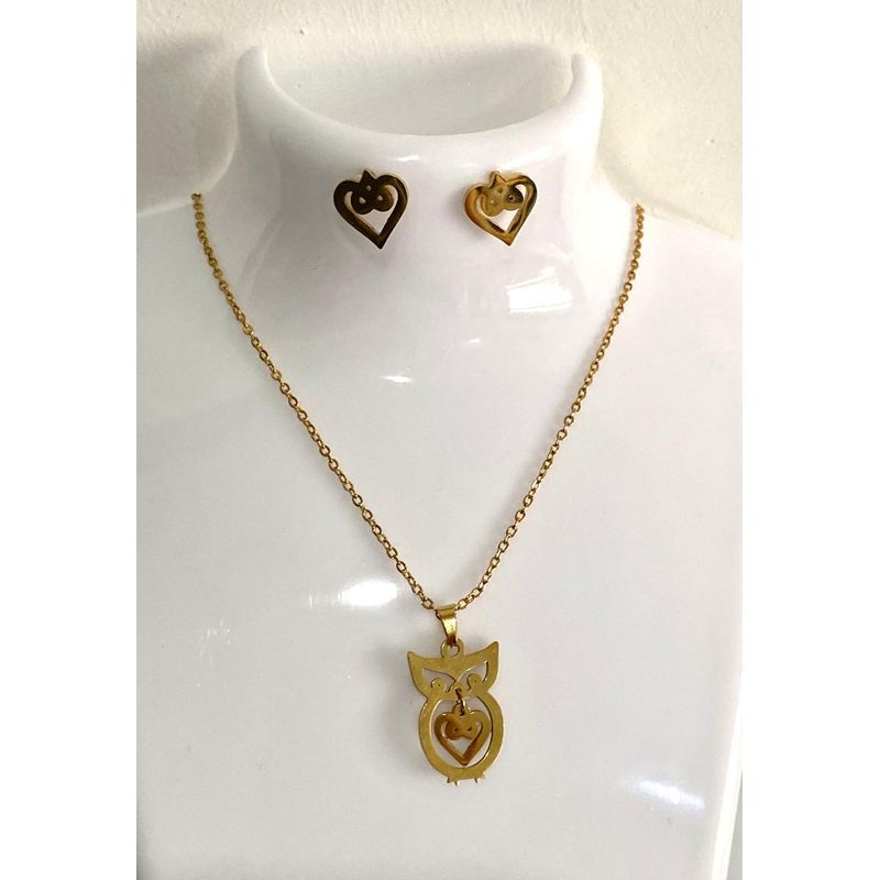 GENERICO - Collar y aretes de buho de noche