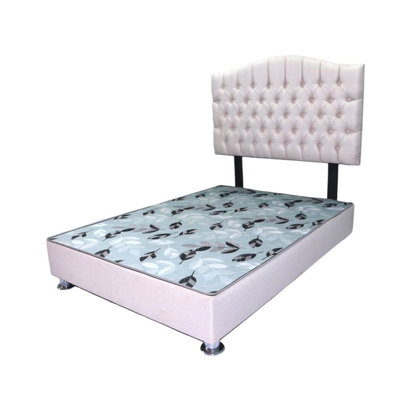 MUEBLES MACRUMO - Cama tapizada Varsovia - 1.5 Plz - Color Beige claro