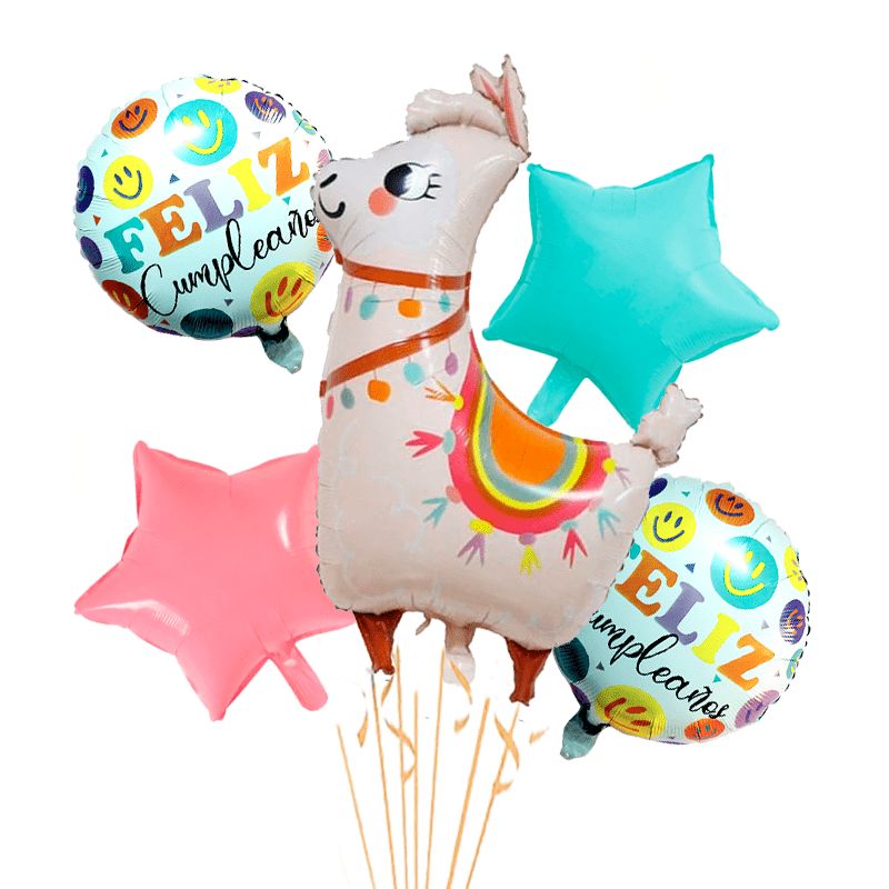 GENERICO - Globos forma Llama o Alpaca pack de 5 unds