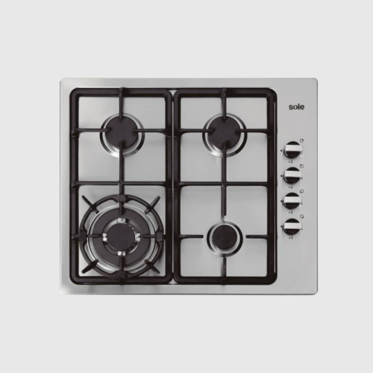 SOLE - ENCIMERA A GAS ACERO INOX. 58CM 4 QUEMADORES SOLE A SOLCO036.