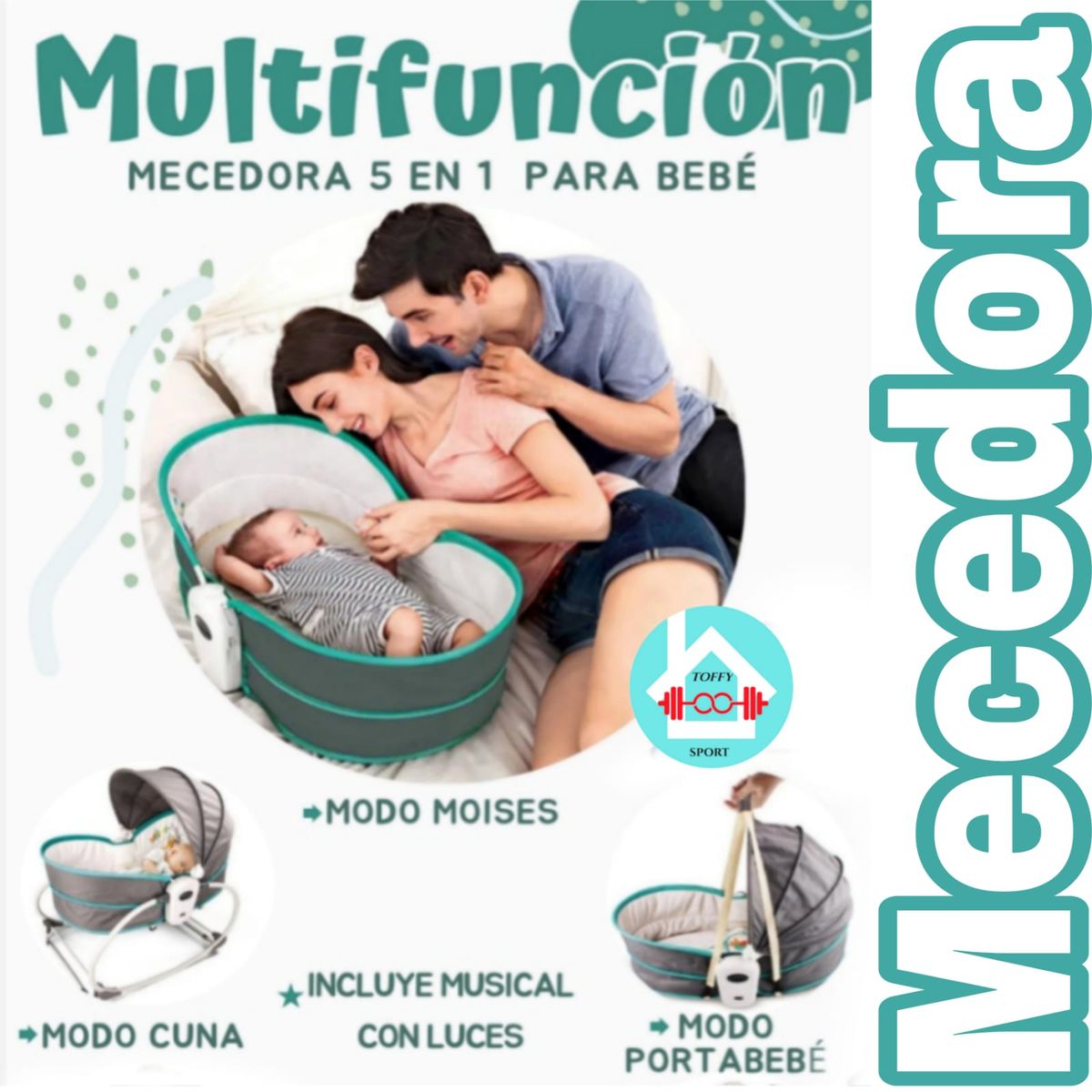 GENERICO - Silla Mecedora Musical 5 En 1 MULTIFUNCION MOISES CELESTE