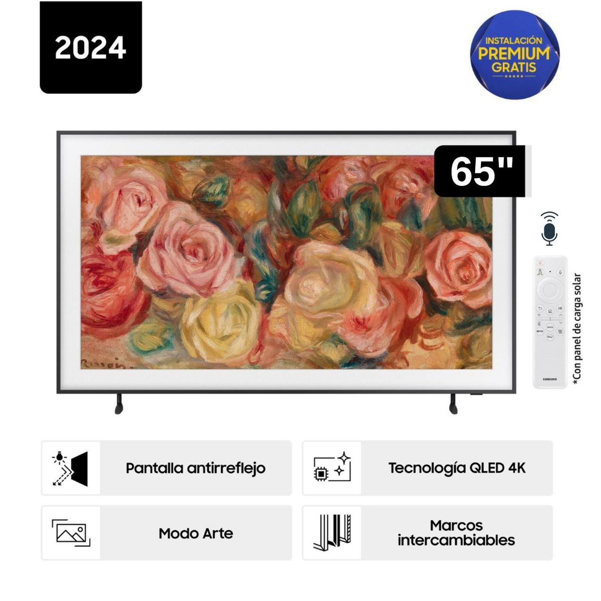 SAMSUNG - Televisor Samsung The Frame 65" Qled 4k Tizen Os Smart - Nuevo 2024
