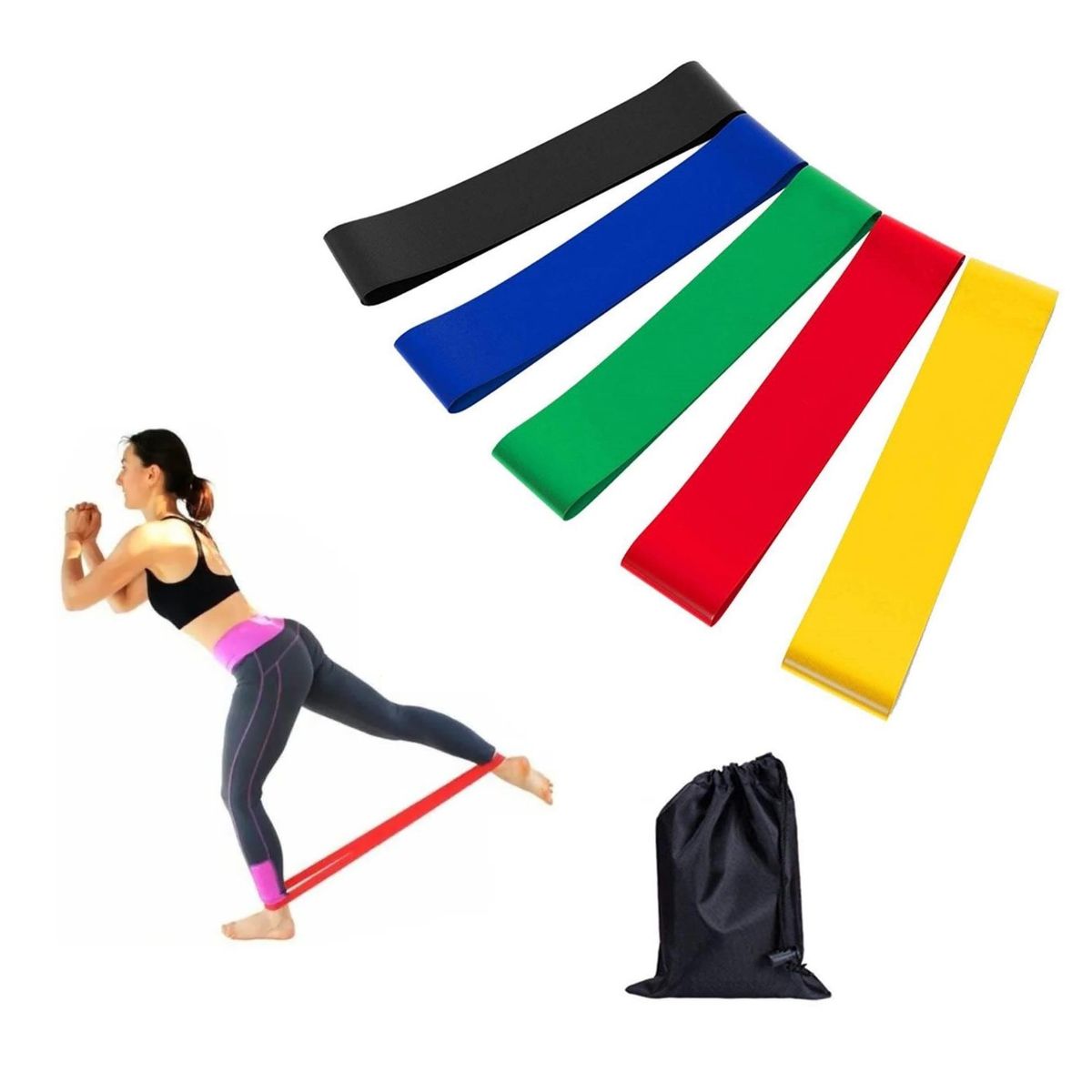 GENERICO - Bandas Elásticas Pack De 5 Fitness Yoga Gimnasia Resistencia