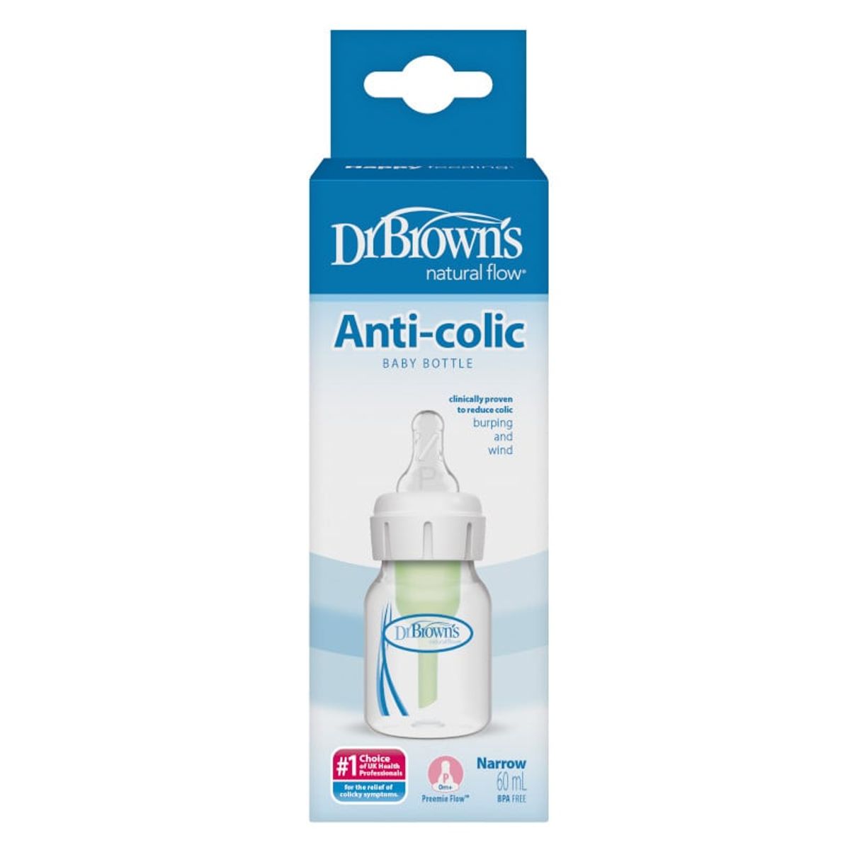 DR BROWNS - Biberón de Boca Estrecha 2oz Anticólicos para Prematuros