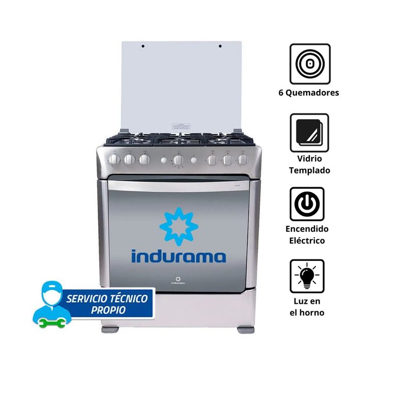 INDURAMA - COCINA INDURAMA PARMA ZAFIRO CROMA 6 QUEMADORES