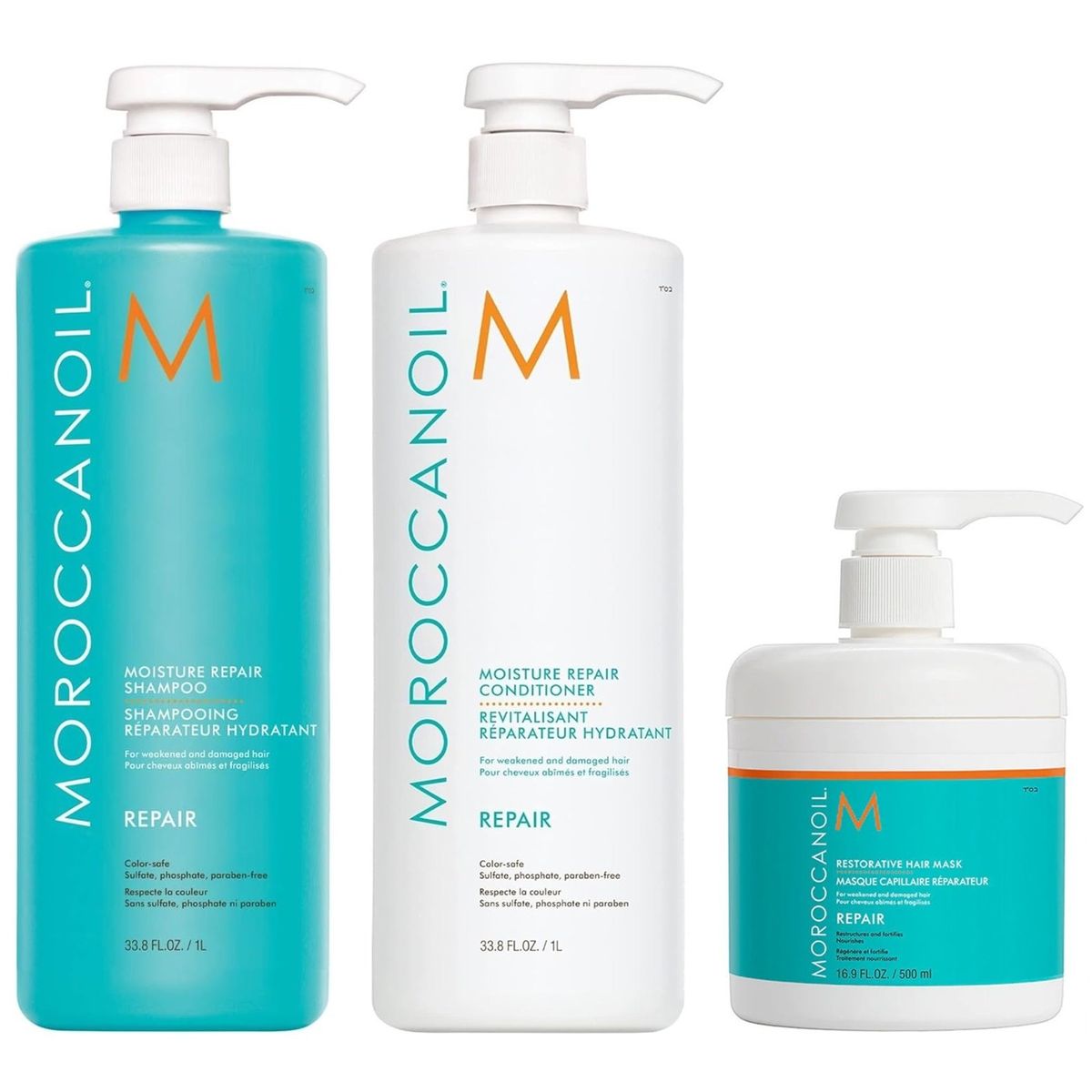 MOROCCANOIL - Shampoo Reparador 1000ml Acondicionador+ Mascarilla Moroccanoil Repair
