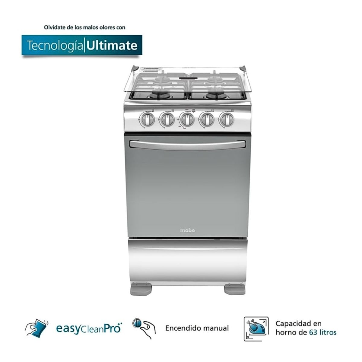 MABE - Cocina a Gas Mabe 4 Quemadores TX5110P1 Inox