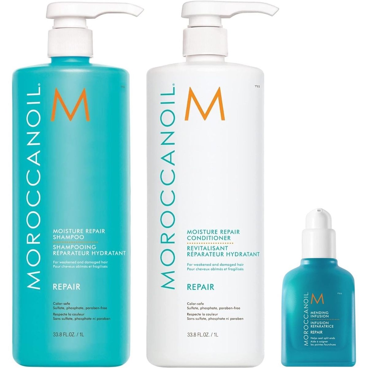 MOROCCANOIL - Shampoo Reparador 1000ml + Acondicionador+ Infusión Moroccanoil Repair
