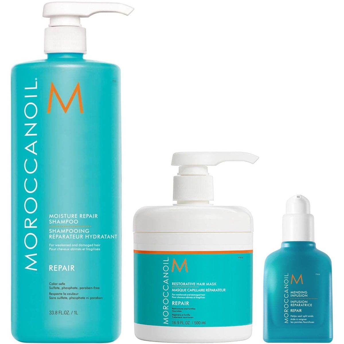MOROCCANOIL - Shampoo Reparador 1000ml + Mascarilla + Infusión Moroccanoil Repair
