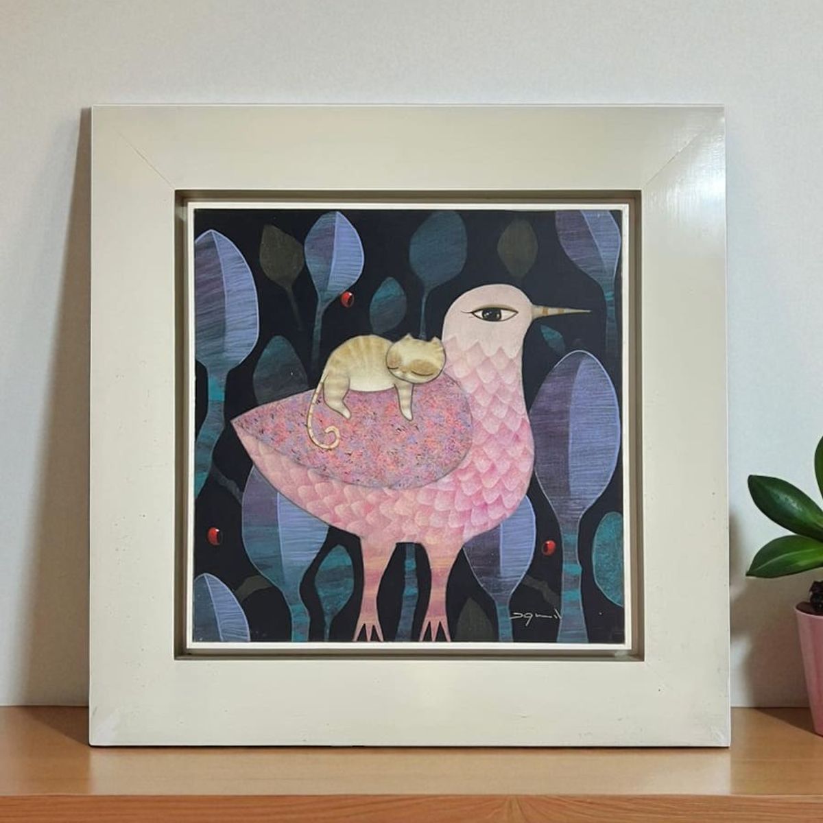 MAP DESIGN HOME - Cuadro Decorativo al Óleo Ave Natural III 64x64 cm