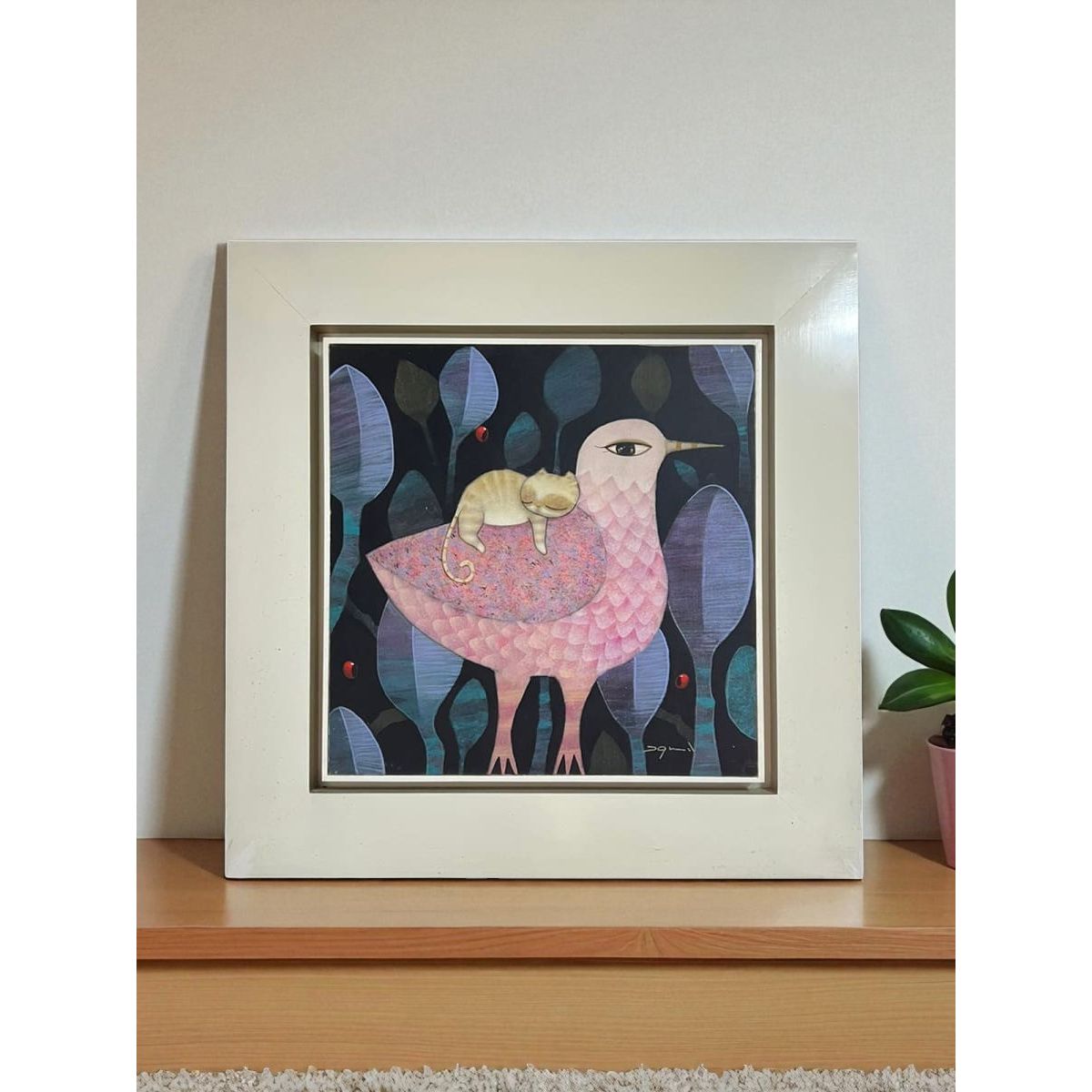 MAP DESIGN HOME - Cuadro Decorativo al Óleo Ave Natural III 64x64 cm