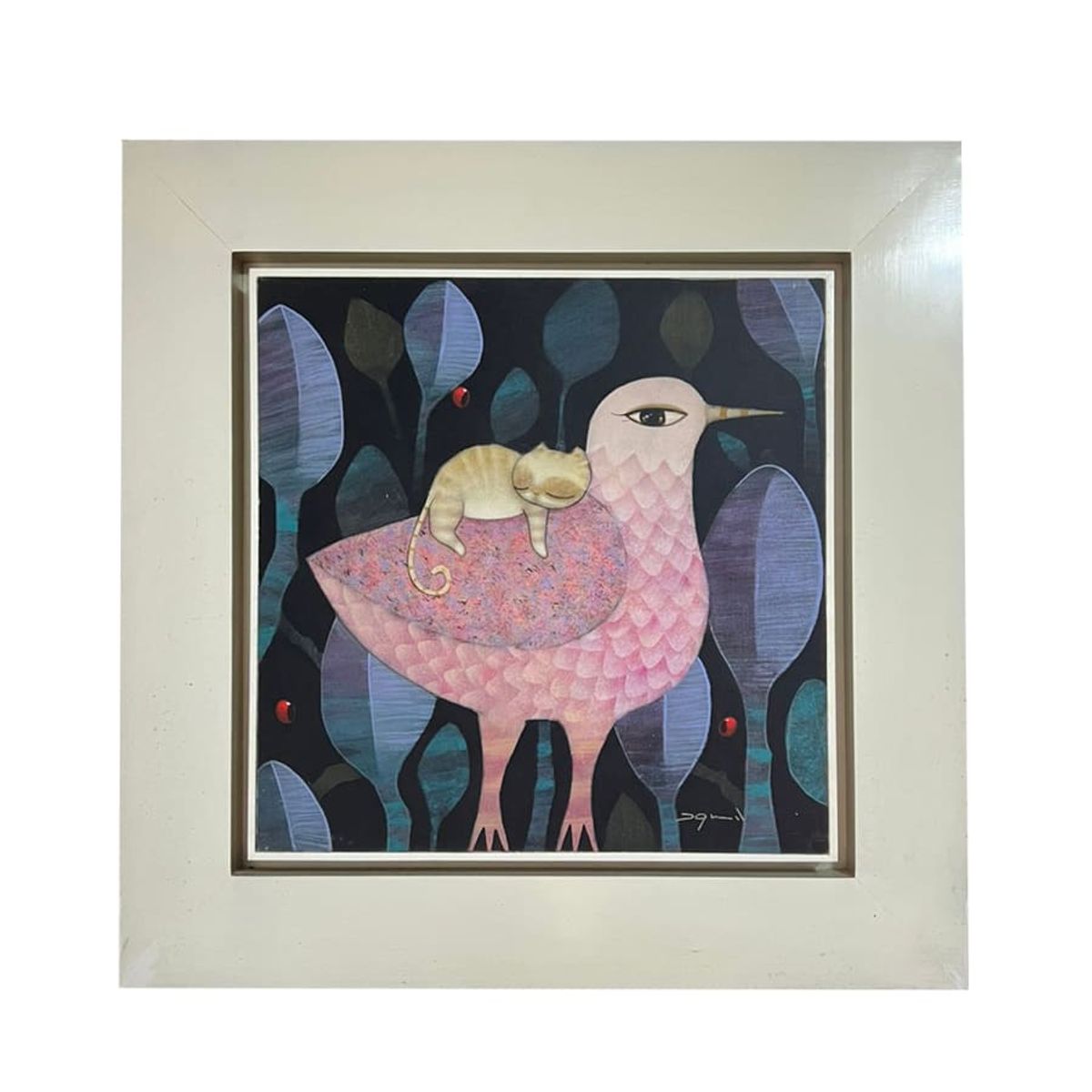 MAP DESIGN HOME - Cuadro Decorativo al Óleo Ave Natural III 64x64 cm