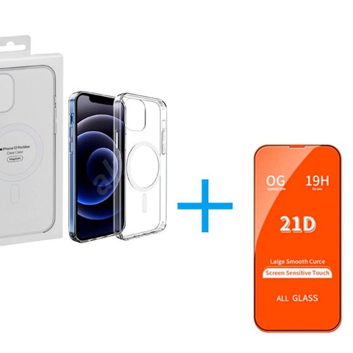 GENERICO - Funda Clear Case con Magsafe + Vidrio Templado para Iphone 12