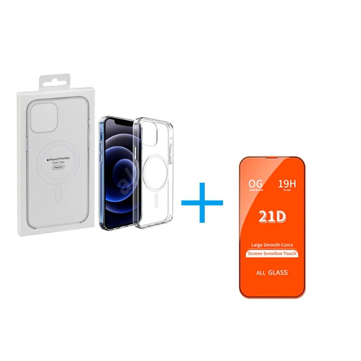 GENERICO - Funda Clear Case con Magsafe + Vidrio Templado para Iphone 12