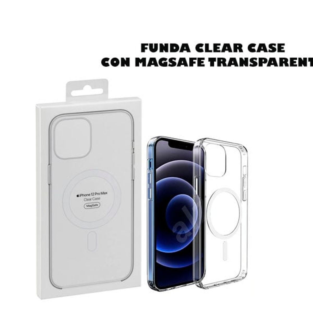 GENERICO - Funda Clear Case con Magsafe + Vidrio Templado para Iphone 12