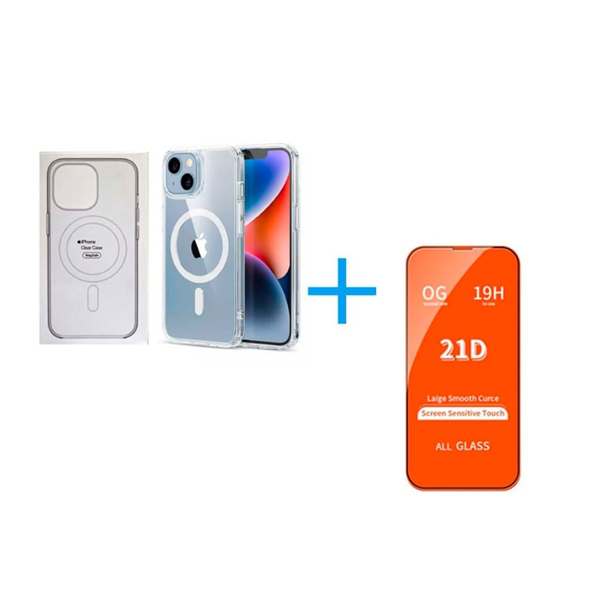 GENERICO - Funda Clear Case con Magsafe + Vidrio Templado para Iphone 14