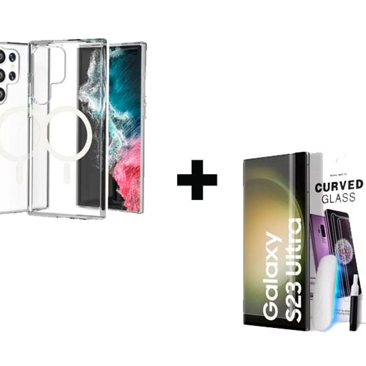 GENERICO - Funda Clear Case con Magsafe + Vidrio Nano UV para Samsung S23 Ultra