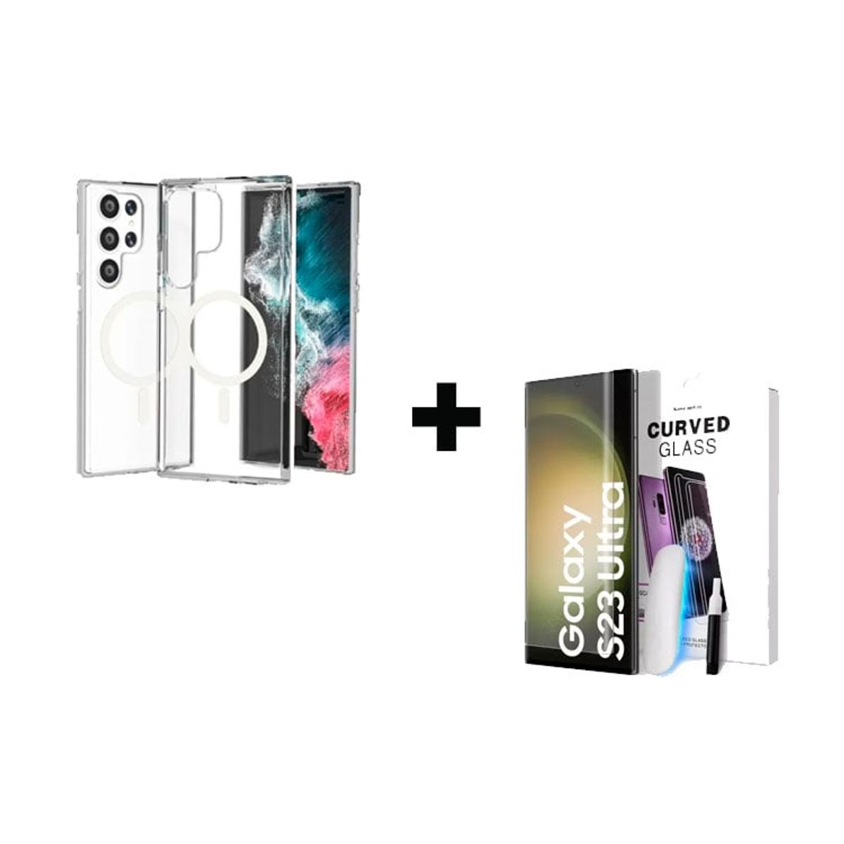 GENERICO - Funda Clear Case con Magsafe + Vidrio Nano UV para Samsung S23 Ultra