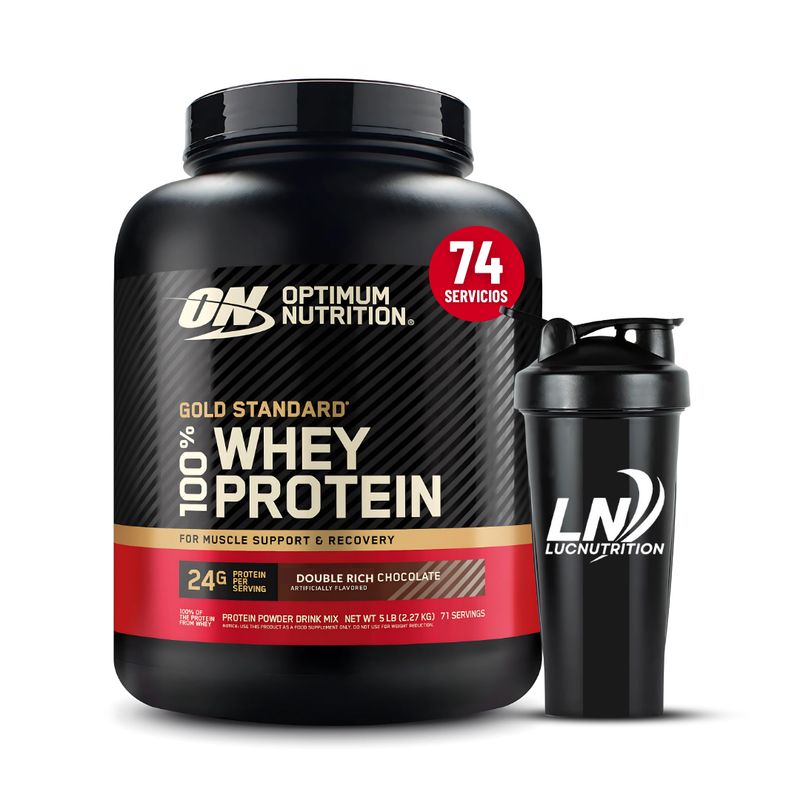 OPTIMUN NUTRITION - Gold Standard Whey 5 LB - Double Rich Chocolate + Shaker