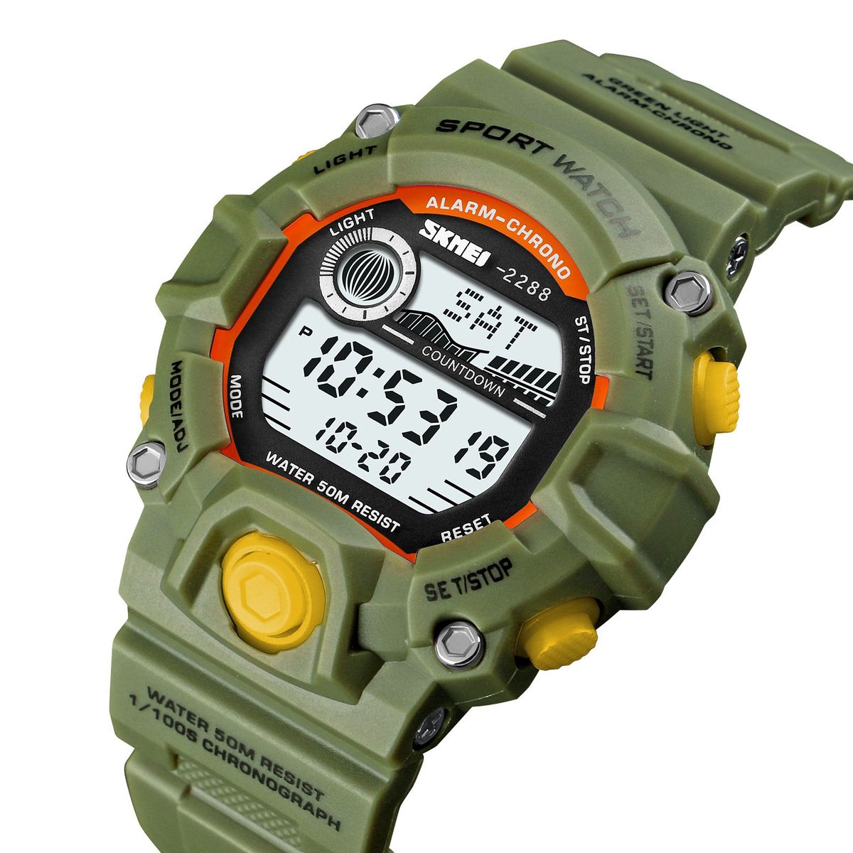 SKMEI - Reloj Skmei 2288 Verde Militar con luces_.