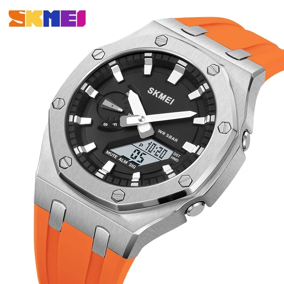 SKMEI - Reloj Skmei 2243 Naranja Correa Silicona Hora Mundial_.