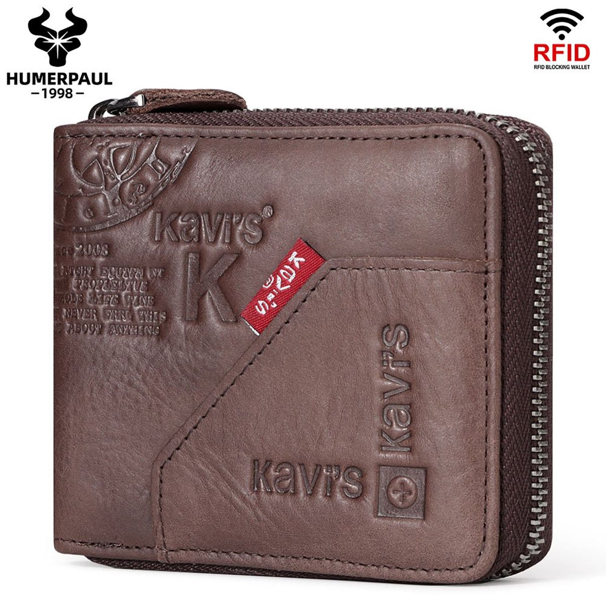 GENERICO - Billetera de Cuero Vacuno con RFID KA004 Hombre