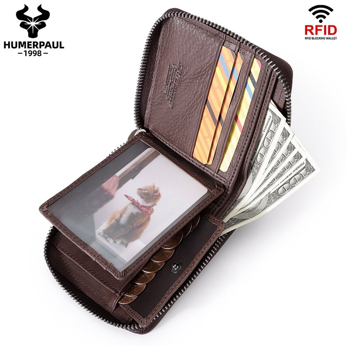 GENERICO - Billetera de Cuero Vacuno con RFID KA004 Hombre