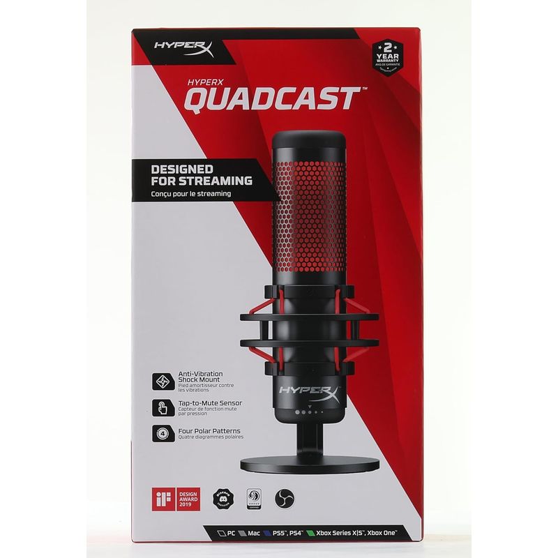 HYPERX - HyperX QuadCast Micrófono de Alta Calidad para Streaming Podcasting.