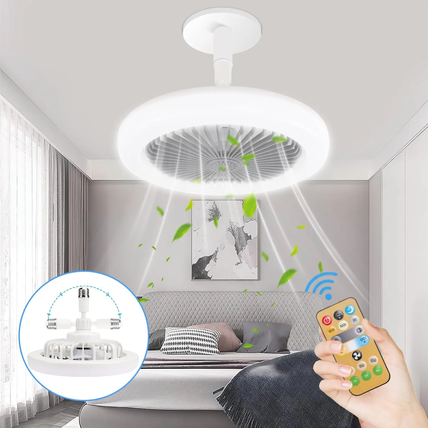 "Foco Ventilador de techo 2 en 1 ahorrador 30W con control y fragancia"